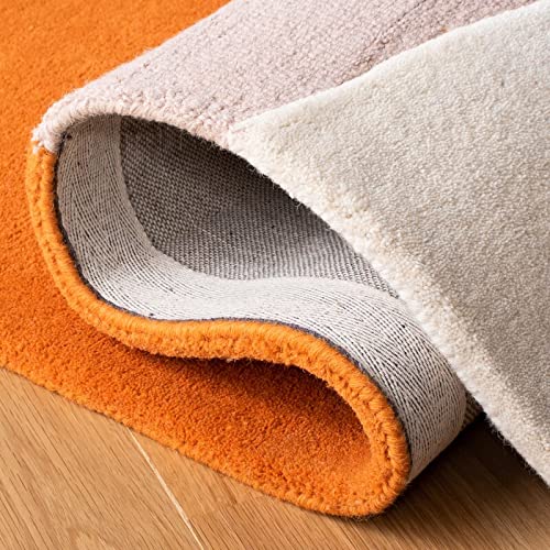 Orange Beige Cut-Loop Hand-Tufted Wool Rug