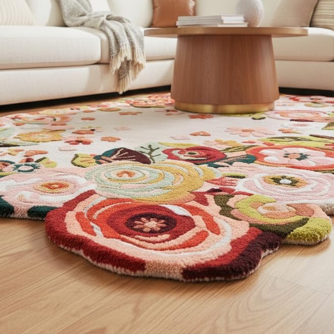 Forest Foliage Hand-Tufted Irregular Rug