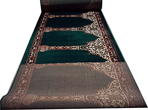 Green Janamaz Roll – Luxury Masjid Carpet | High Pile 12mm Mosque Prayer Mat & Premium Janamaz Rug