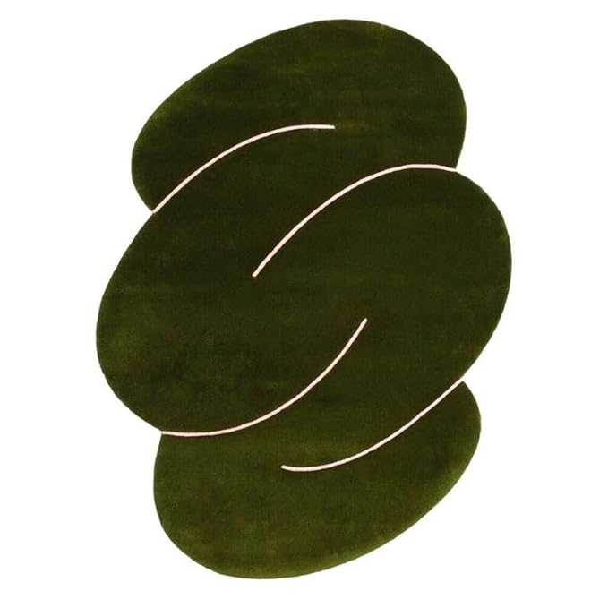 Dark Green Hand-Tufted Irregular Rug