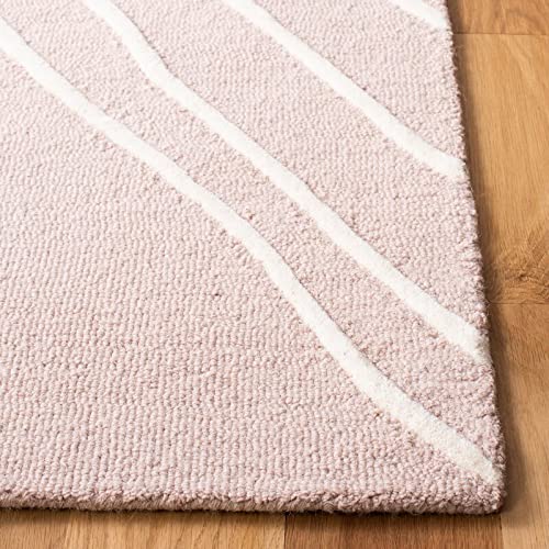 Orange Beige Cut-Loop Hand-Tufted Wool Rug