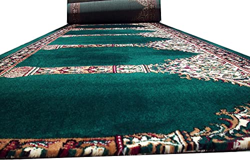 Green Janamaz Roll – Luxury Masjid Carpet | High Pile 12mm Mosque Prayer Mat & Premium Janamaz Rug
