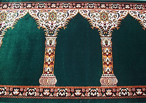 Green Janamaz Roll – Luxury Masjid Carpet | High Pile 12mm Mosque Prayer Mat & Premium Janamaz Rug