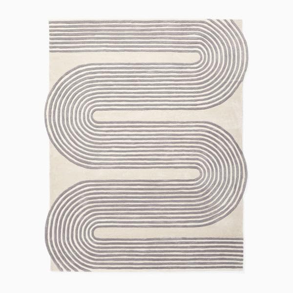 Beige Hand-Tufted Woolen Rug | Irregular Handmade Carpet