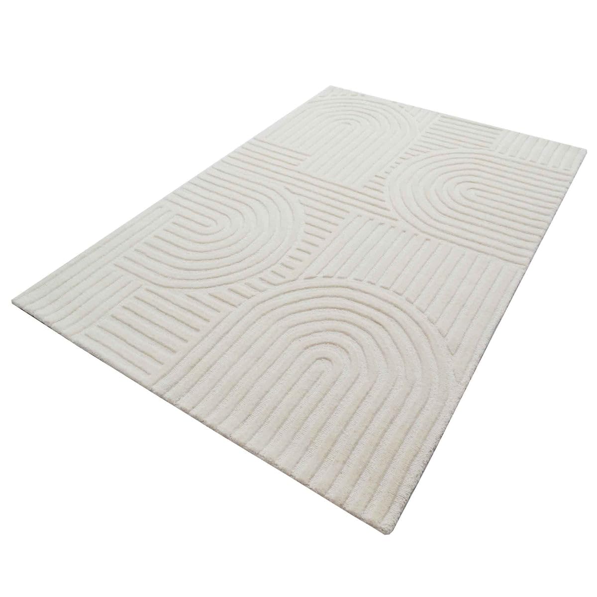 Ivory Cut-Loop Hand-Tufted Wool Rug