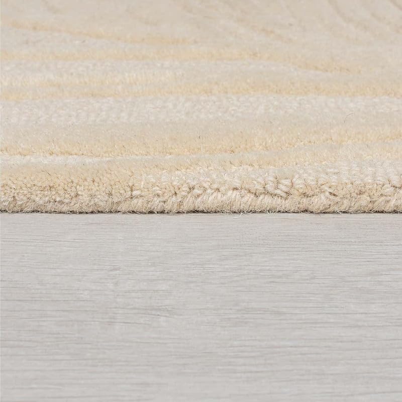 Beige Cut-Loop Hand-Tufted Wool Rug