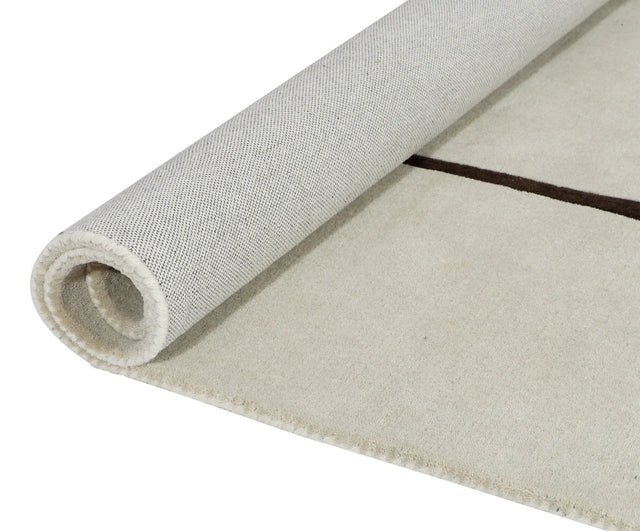 White & Black Color Premium Handmade Woolen Irregular Rug