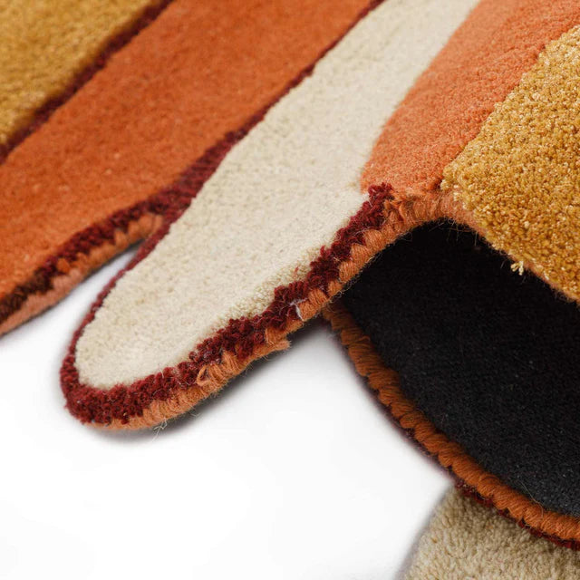 Rust Color Premium Handmade Woolen Irregular Rug