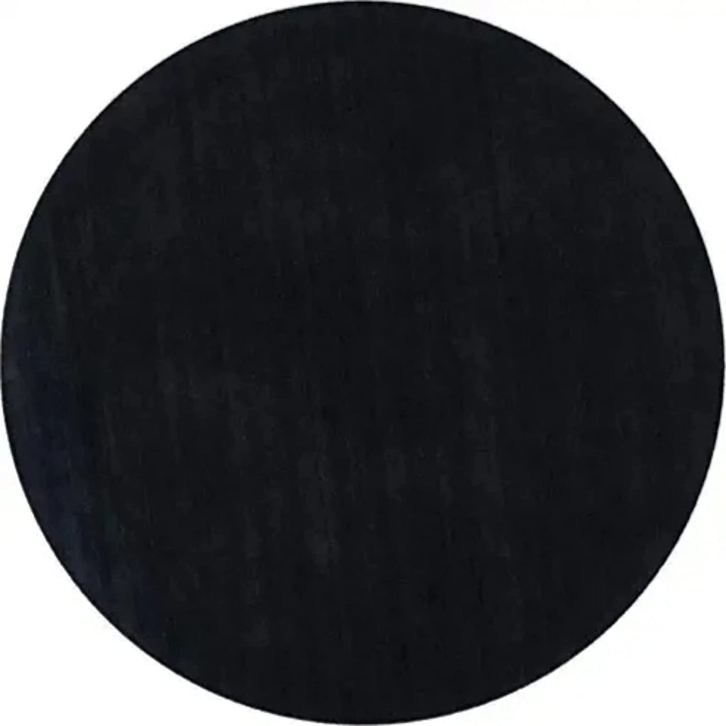Black Hand Tufted Round Rug – Solid Carpet for Modern Homes