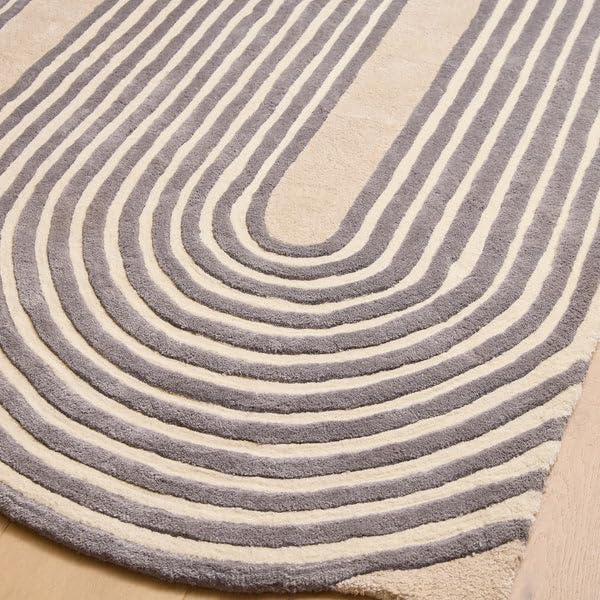 Beige Hand-Tufted Woolen Rug | Irregular Handmade Carpet