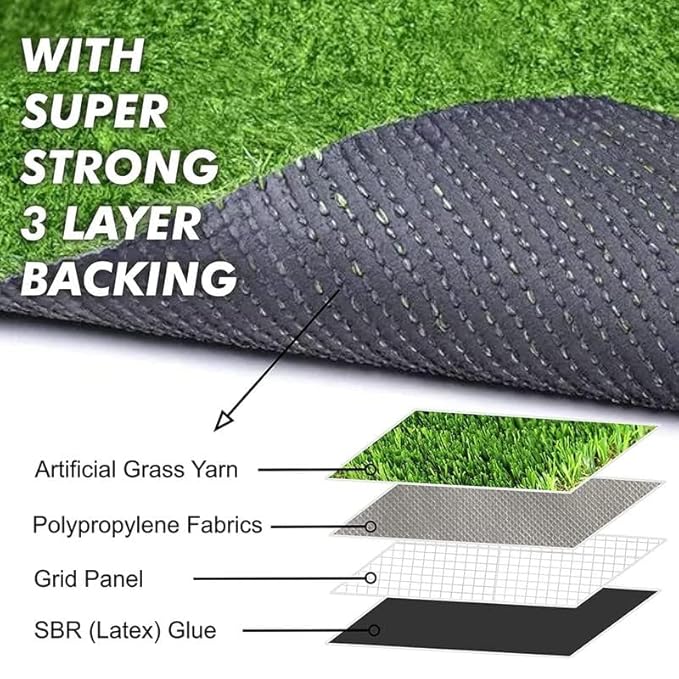 Artificial Green Grass | 6.5 Feet Width | UV-Resistant, Pet-Friendly & Waterproof