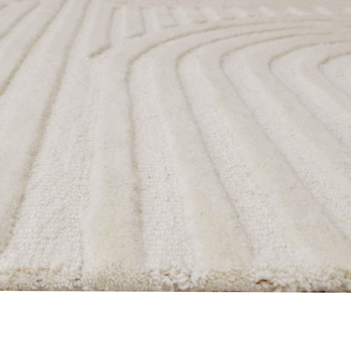 Ivory Cut-Loop Hand-Tufted Wool Rug
