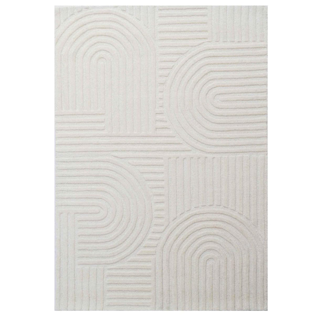 Ivory Cut-Loop Hand-Tufted Wool Rug