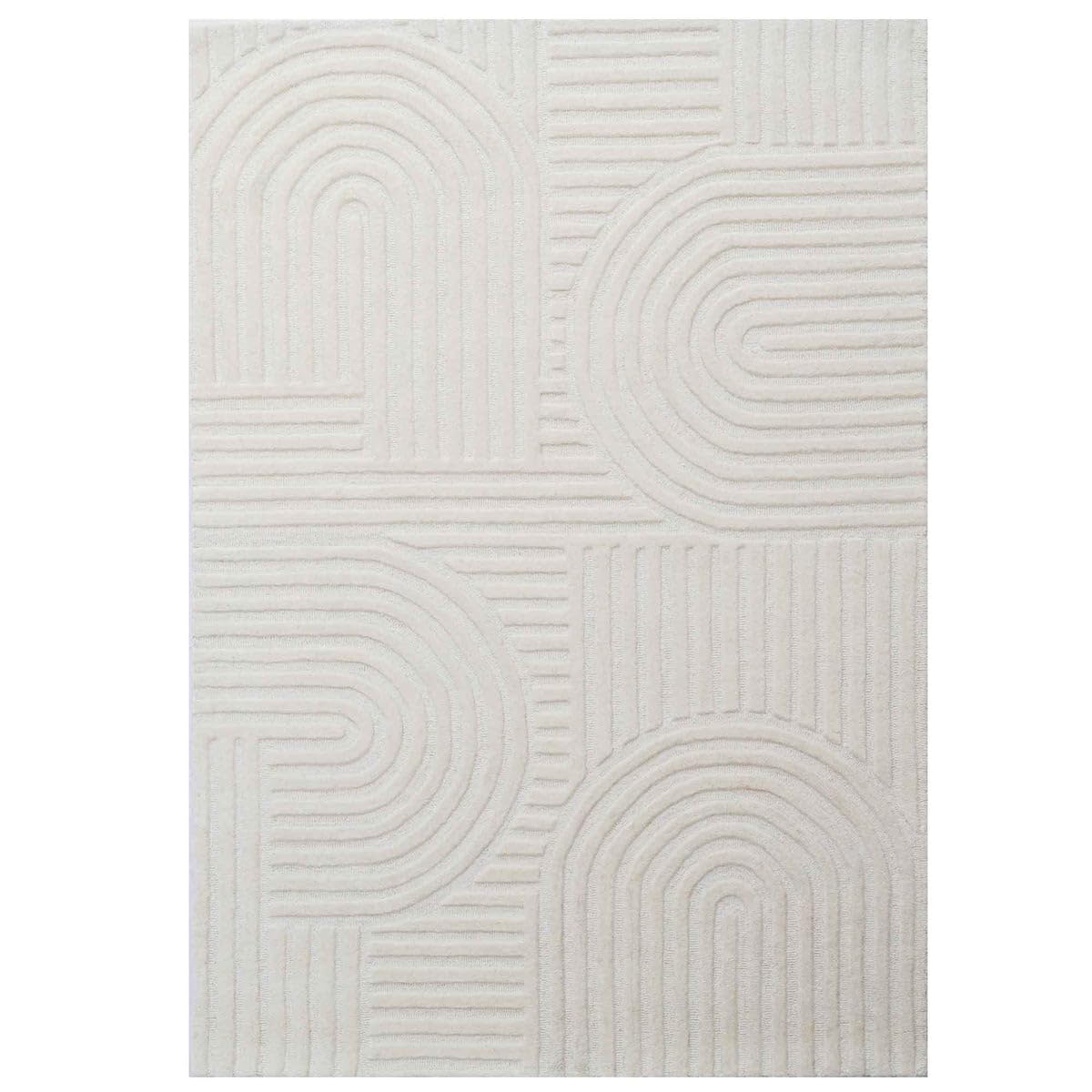 Ivory Cut-Loop Hand-Tufted Wool Rug