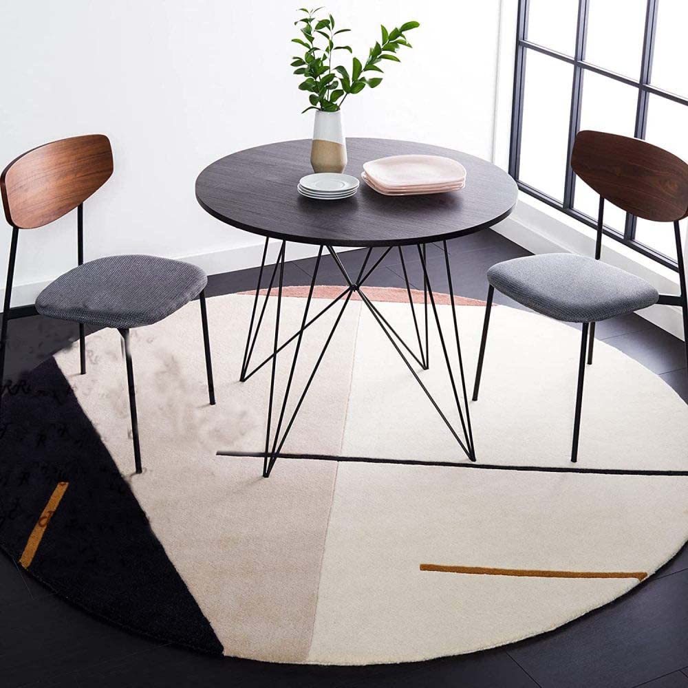 B&W Geometrical Hand Tufted Round Rug