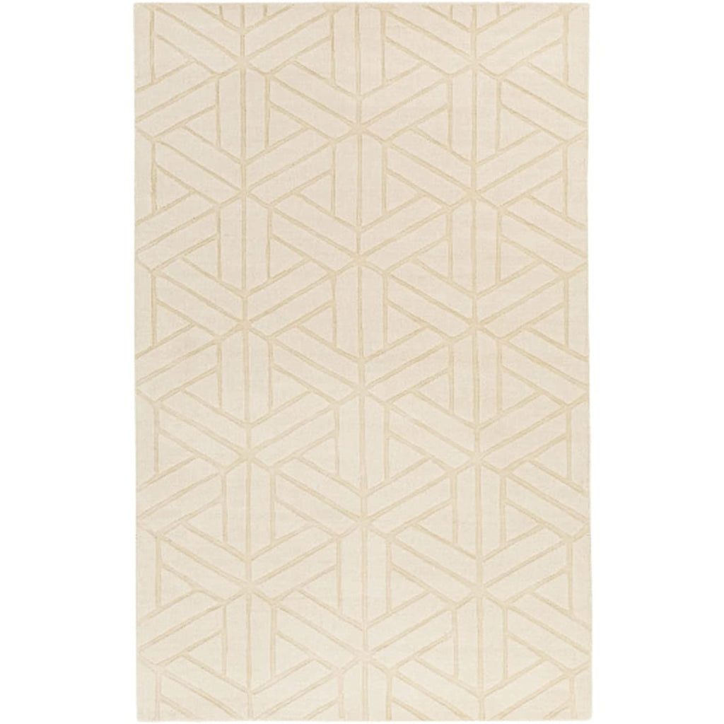 Beige Cut-Loop Hand-Tufted Wool Rug