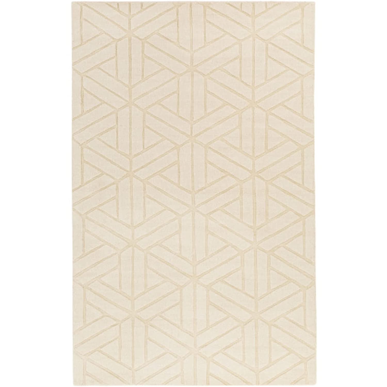 Beige Cut-Loop Hand-Tufted Wool Rug