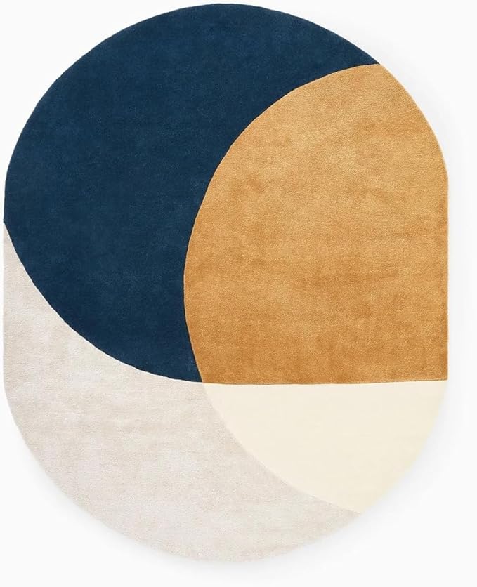 Multicolor Oval Hand-Tufted Irregular Rug