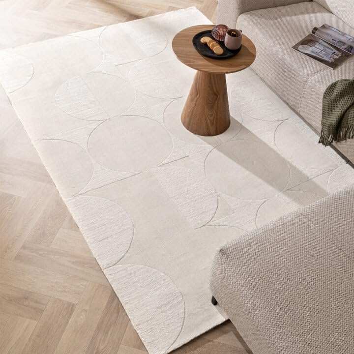 Ivory Cut-Loop Hand-Tufted Wool Rug