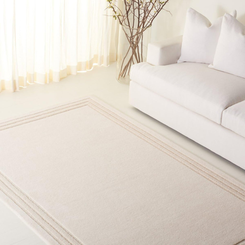 Ivory Cut-Loop Hand-Tufted Wool Rug