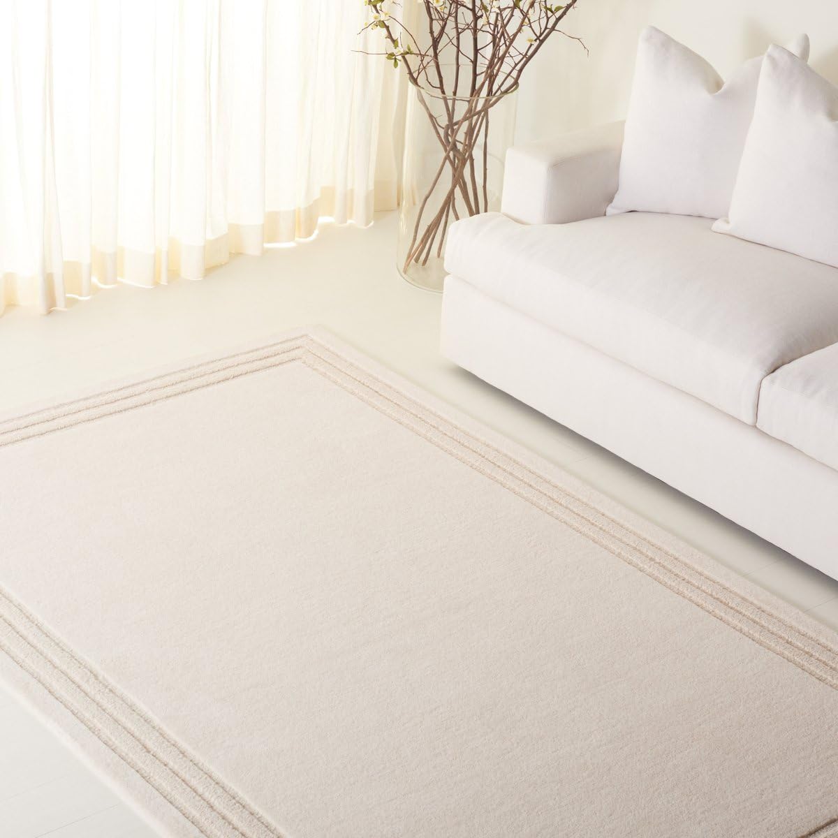 Ivory Cut-Loop Hand-Tufted Wool Rug