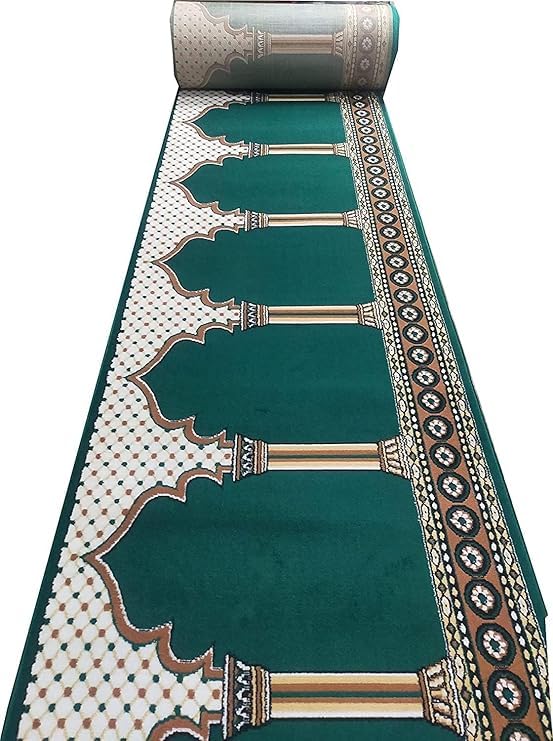 Green Janamaz Roll – Premium Masjid Carpet | Mosque Prayer Mat & Janamaz Rug