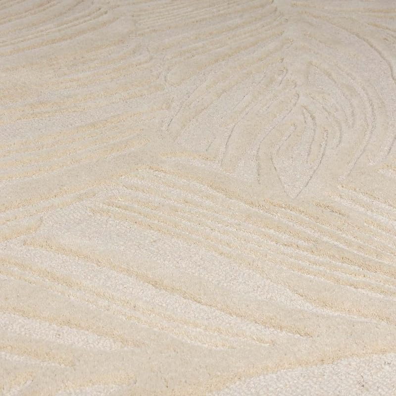 Beige Cut-Loop Hand-Tufted Wool Rug