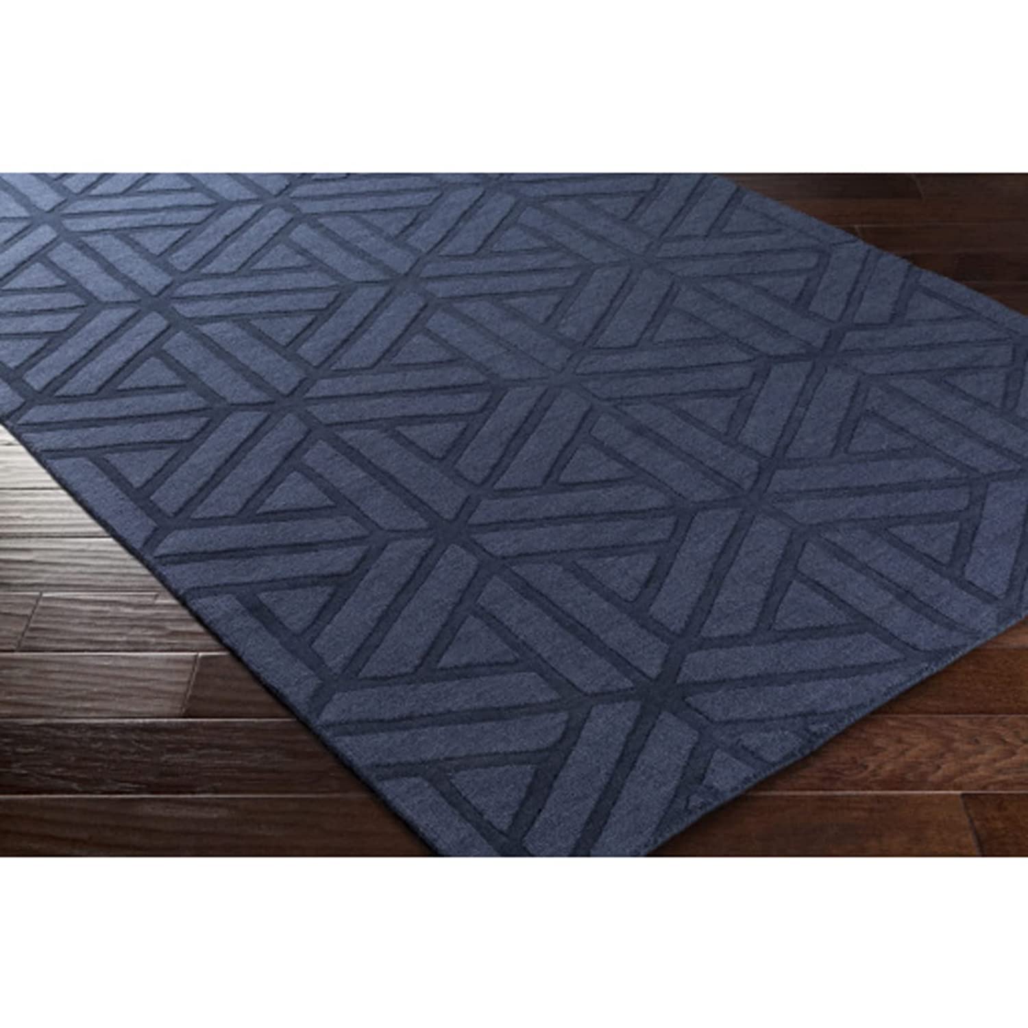 Blue Cut-Loop Hand-Tufted Wool Rug