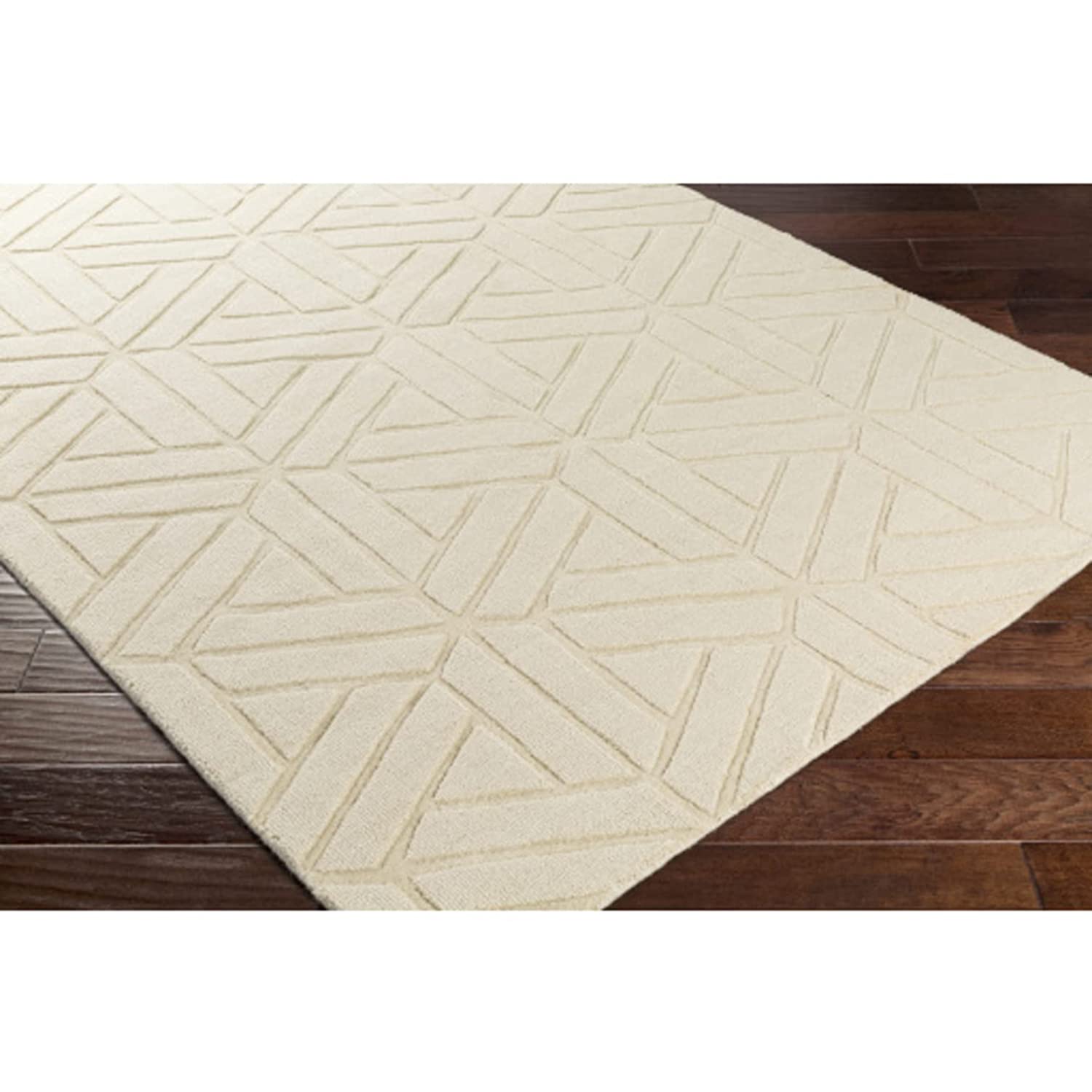 Beige Cut-Loop Hand-Tufted Wool Rug