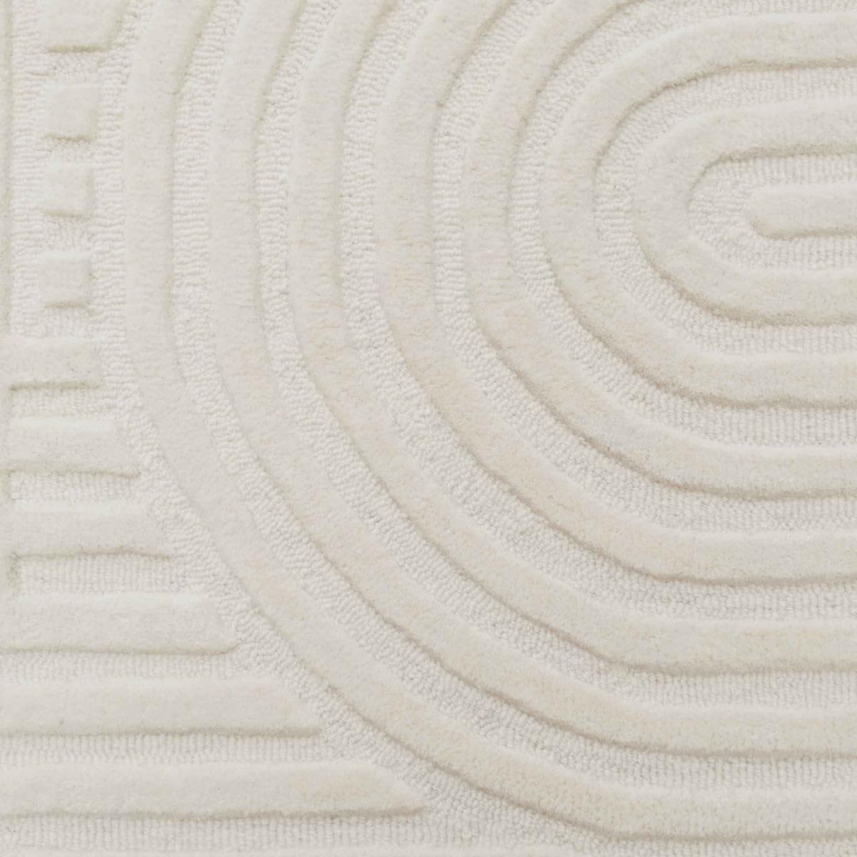 Ivory Cut-Loop Hand-Tufted Wool Rug