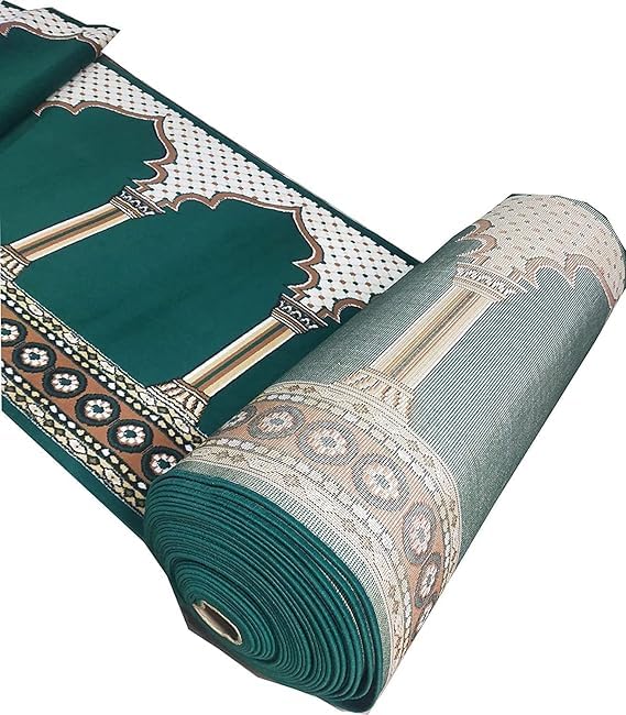 Green Janamaz Roll – Premium Masjid Carpet | Mosque Prayer Mat & Janamaz Rug