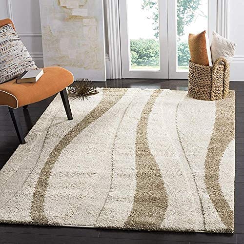 Beige & Ivory Shaggy Carpet | Soft & Fluffy Microfiber Area Rug