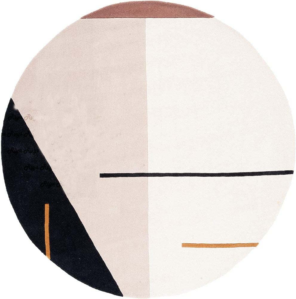 B&W Geometrical Hand Tufted Round Rug