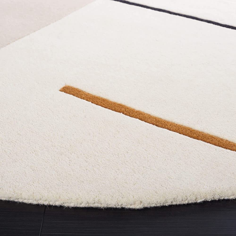 B&W Geometrical Hand Tufted Round Rug
