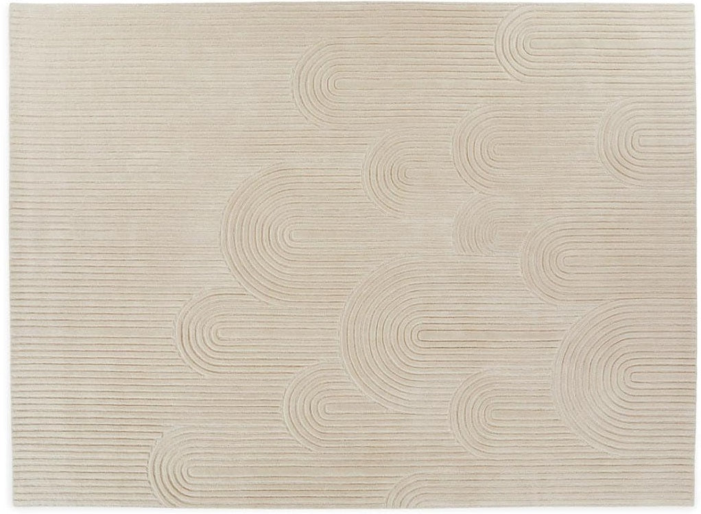 Beige Cut-Loop Hand-Tufted Wool Rug