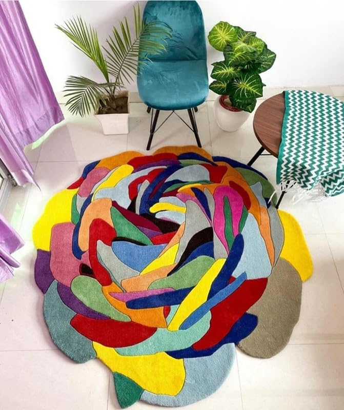 Multicolor Hand-Tufted Irregular Shaped Rug