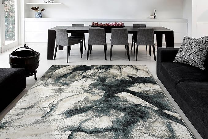 Contemporary Washable Modern Abstract Area Rug – Durable Floor Rug