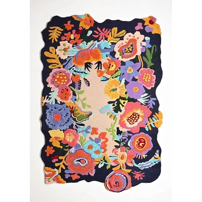 Multicolor Foliage Hand-Tufted Irregular Rug
