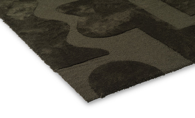 Army Green Color Hand-Tufted Irregular Rug