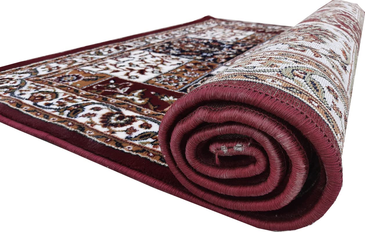 Maroon Color Kashmiri Persian Design Area Rug