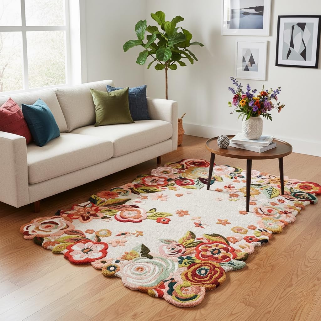 Forest Foliage Hand-Tufted Irregular Rug