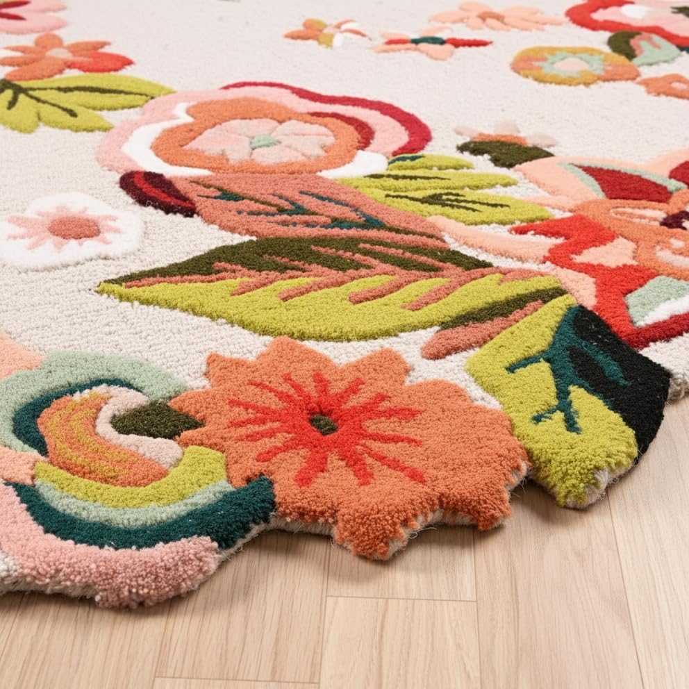 Forest Foliage Hand-Tufted Irregular Rug