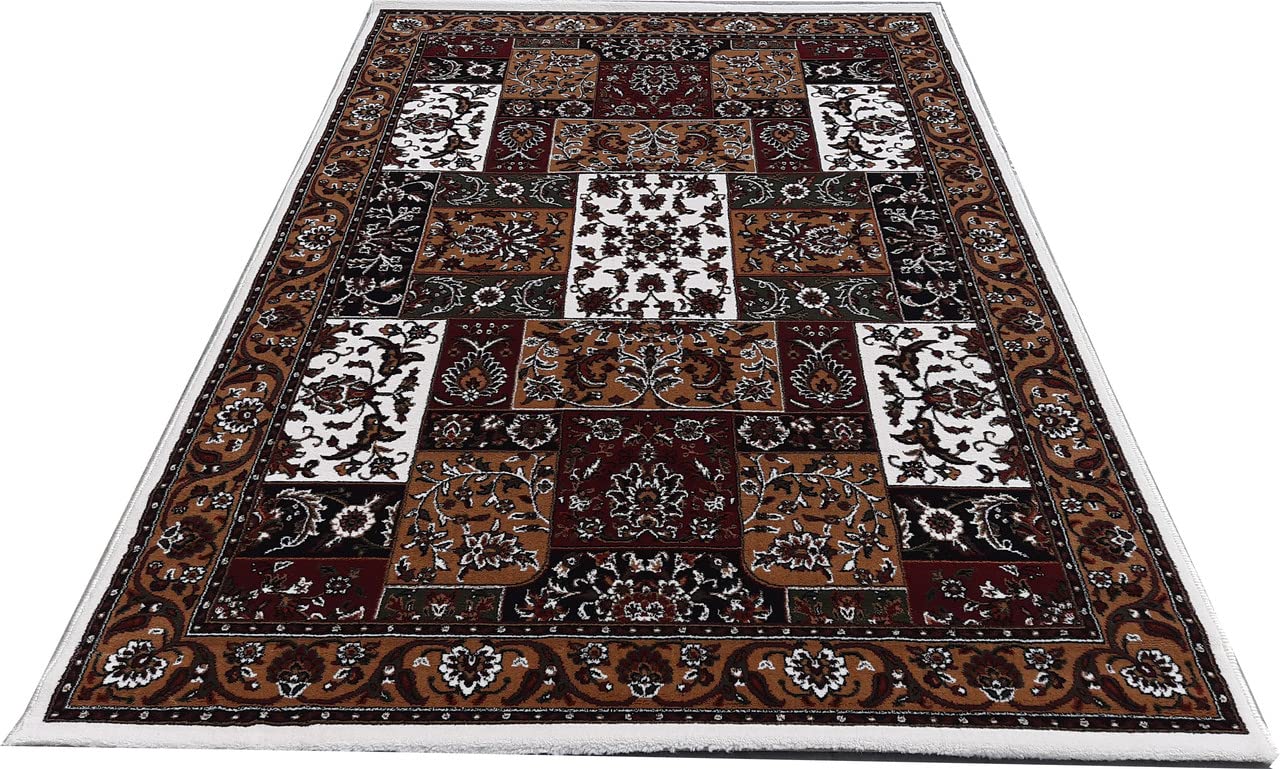 White Color Kashmiri Persian Design Area Rug