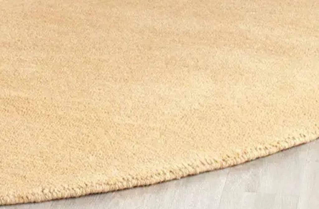 Yellow Hand Tufted Round Rug – Solid Carpet for Modern Homes