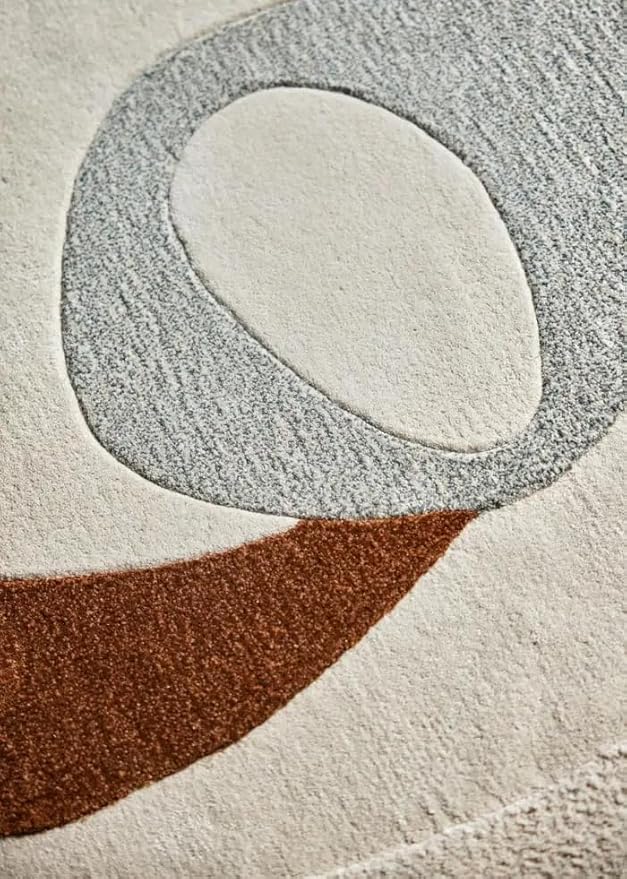 Beige & Rust Hand-Tufted Irregular Shaped Rug