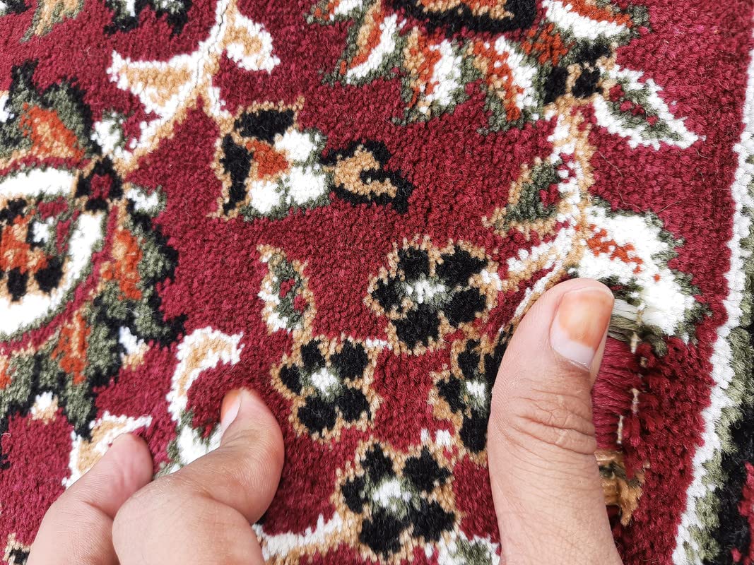 Maroon Color Kashmiri Persian Design Area Rug