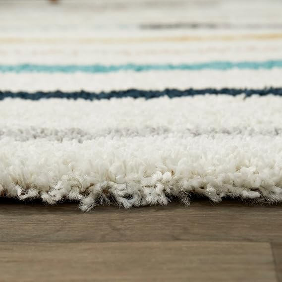 Multicolor Stripes Shaggy Carpet | Soft & Fluffy Microfiber Area Rug