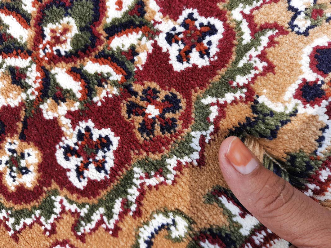 Gold Color Kashmiri Persian Design Area Rug