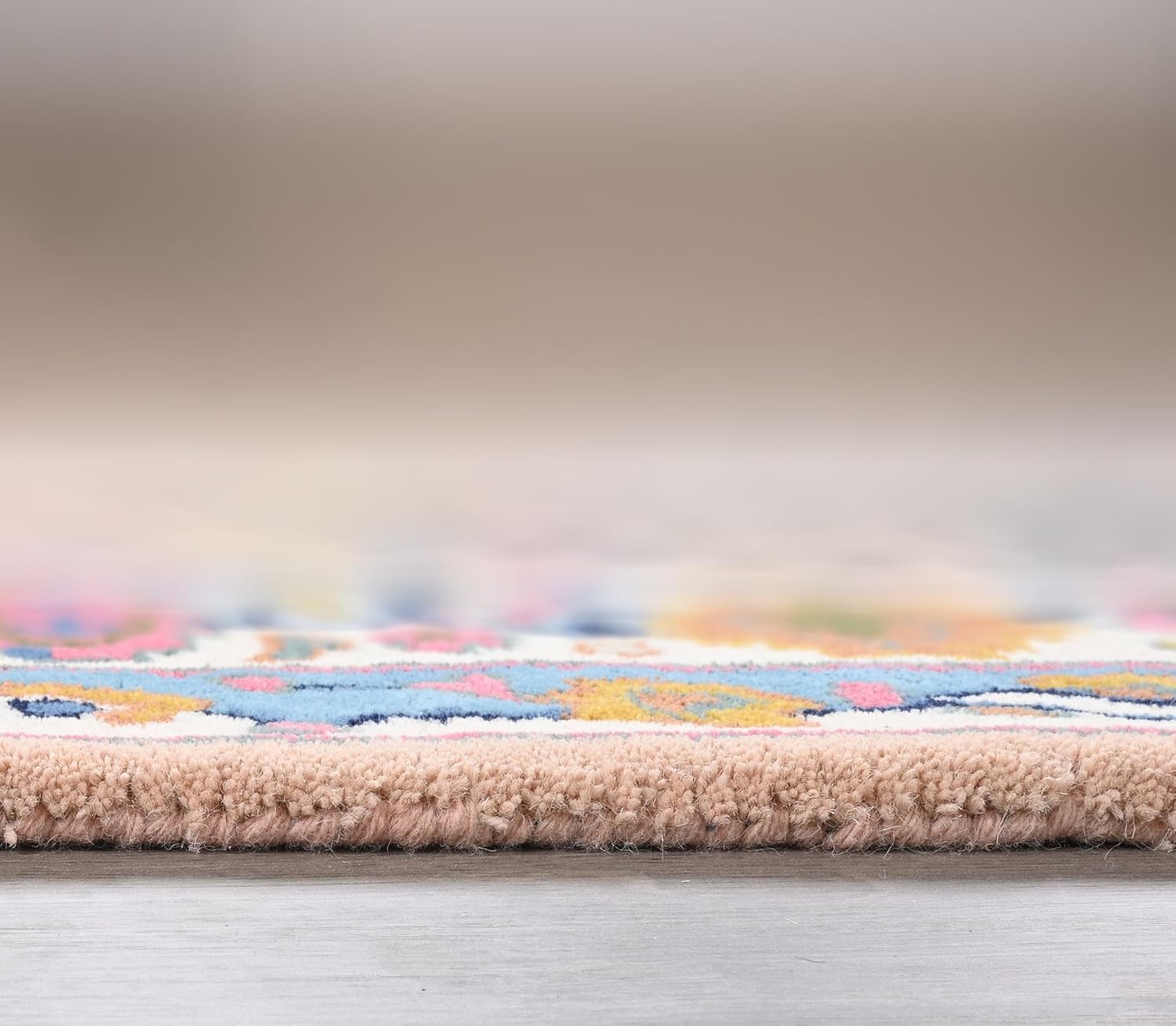 Handmade Wool Leopard Rug – Oriental Floral Border Animal Motif Rug