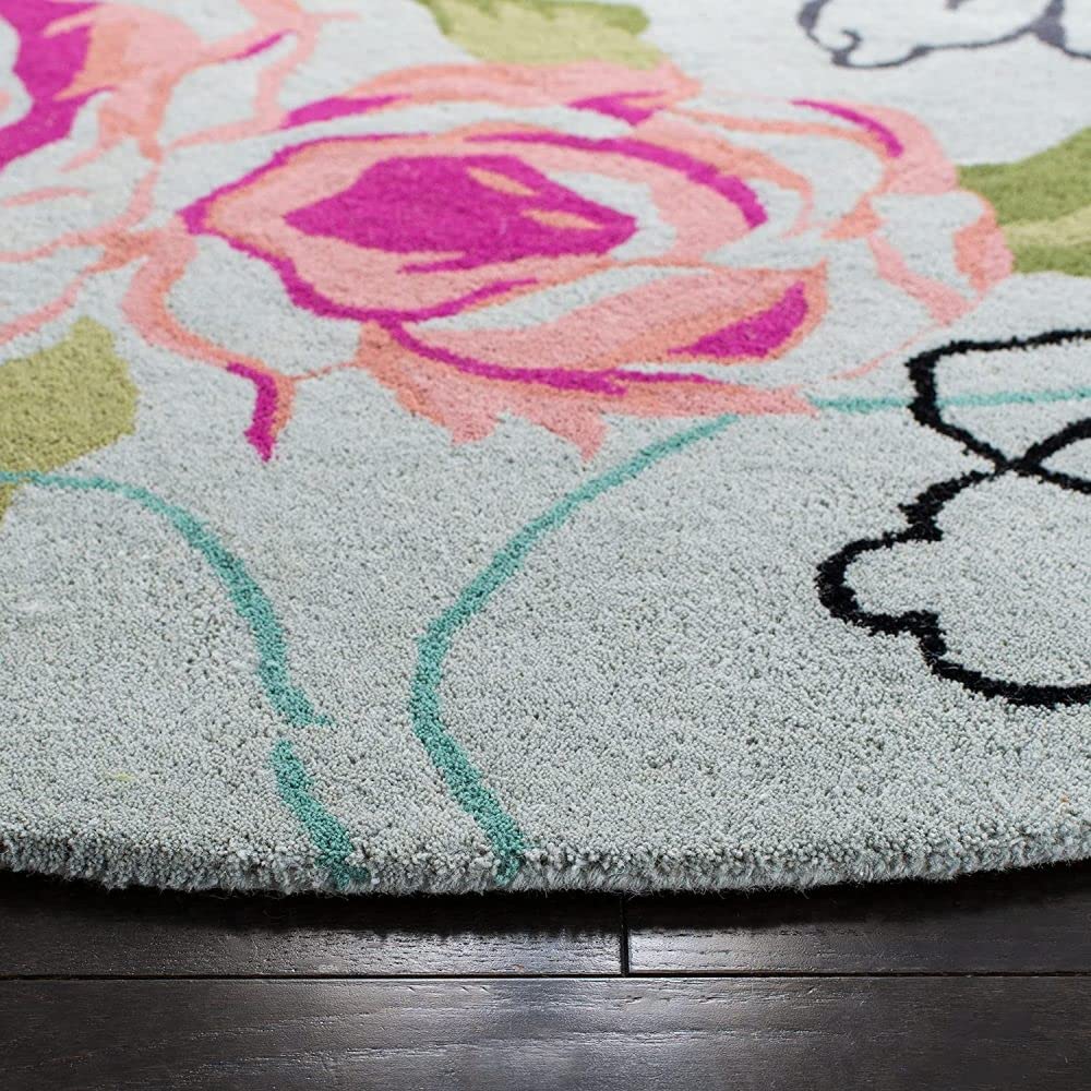 Ivory Foliage Hand Tufted Round Rug
